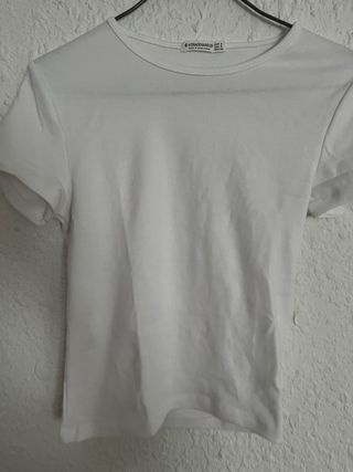 Camiseta Stradivarius Blanca Talla S