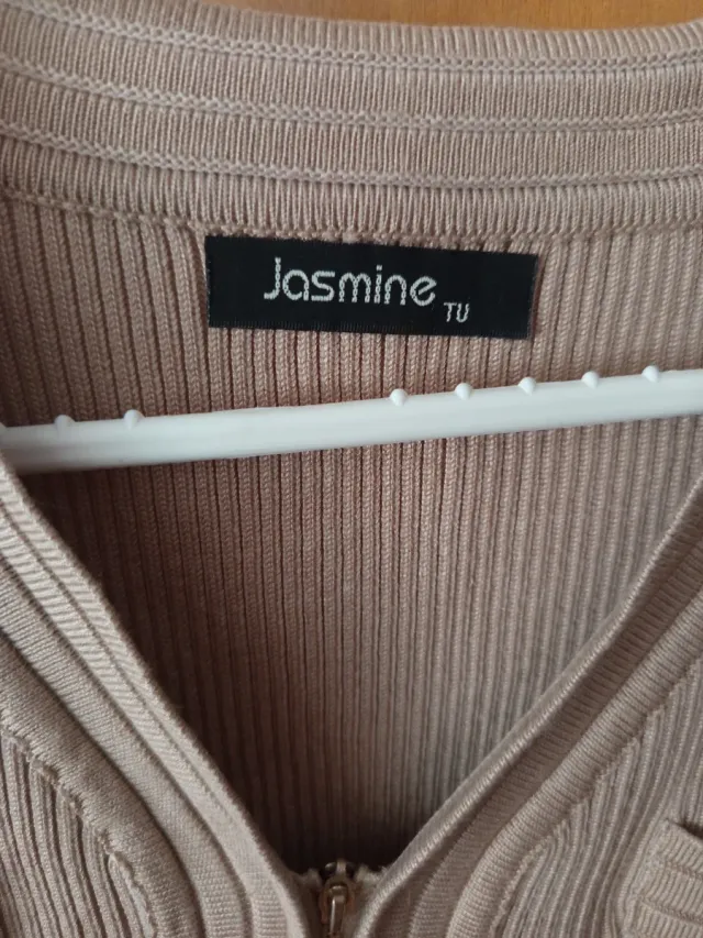 Vestido Jasmine Beige Cremallera Bolsillos