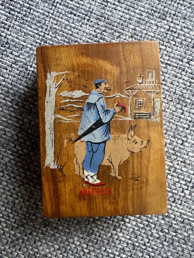 Caja Cerillas Madera Vintage Francia