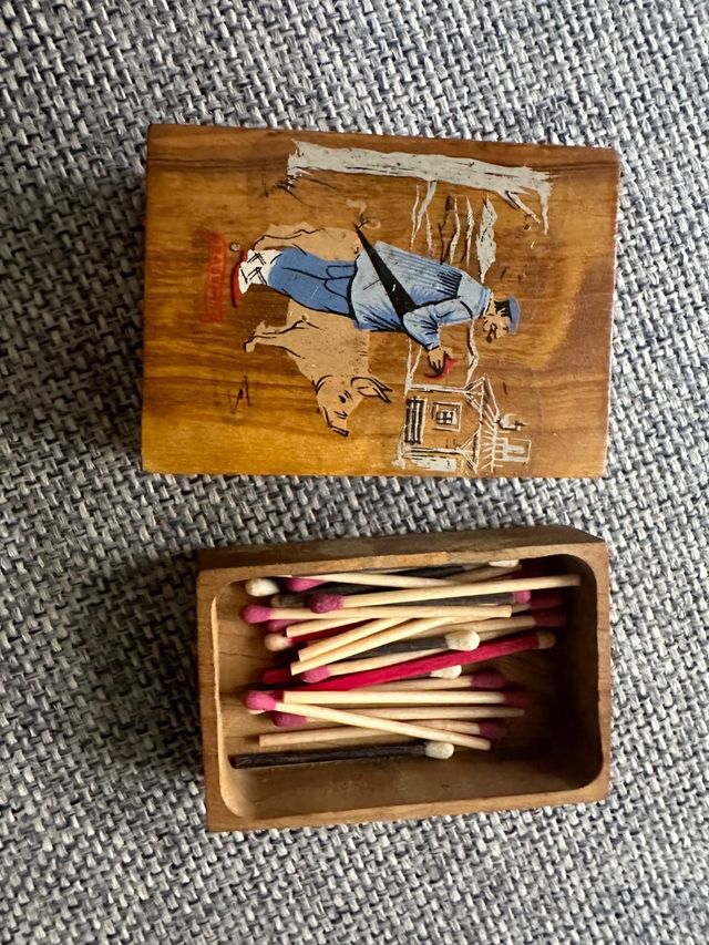Caja Cerillas Madera Vintage Francia