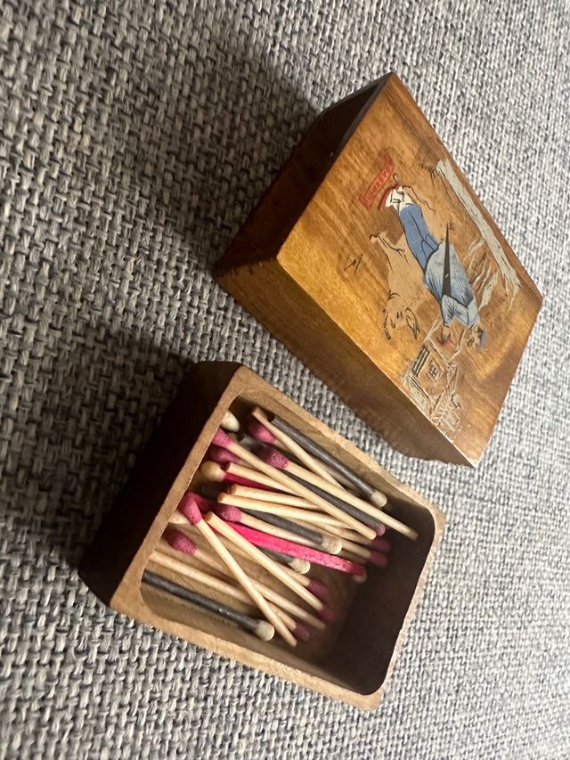 Caja Cerillas Madera Vintage Francia