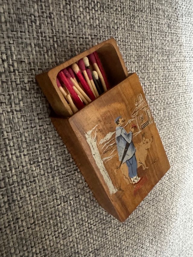 Caja Cerillas Madera Vintage Francia