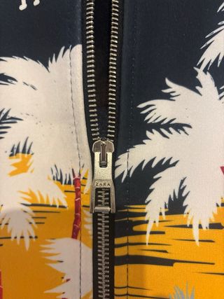 Chaqueta Bomber Zara Man Estampado Tropical Talla 