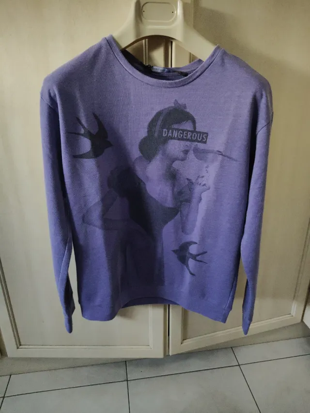 Felpa donna viola con stampa Dangerous