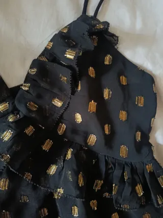 Blusa/corpiño negra con estampado dorado
