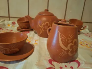 Juego de té/café de barro