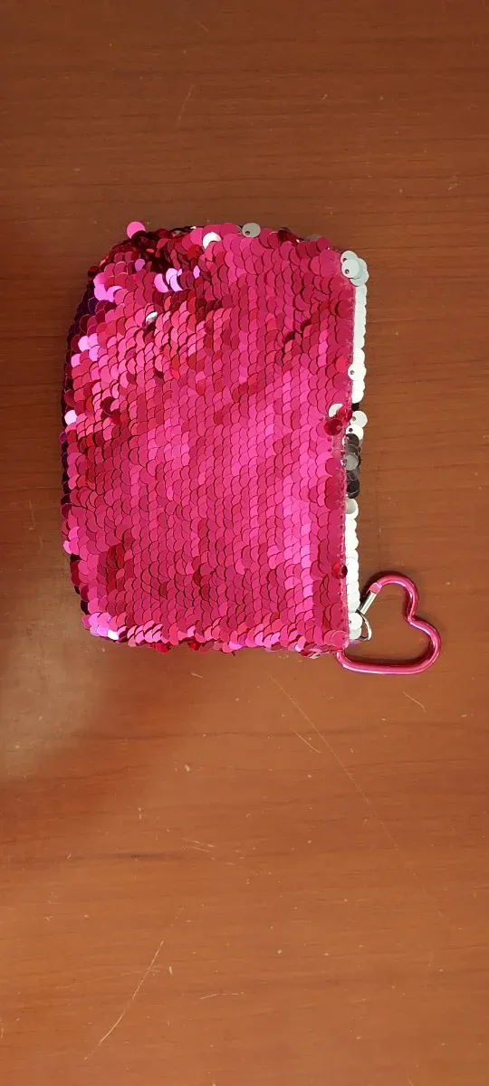 Portamonete paillettes rosa con stella