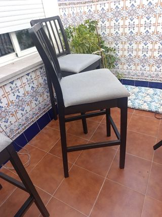 Taburetes Altos Madera y Tela (2 unidades)