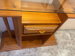 Mueble recibidor madera y cristal