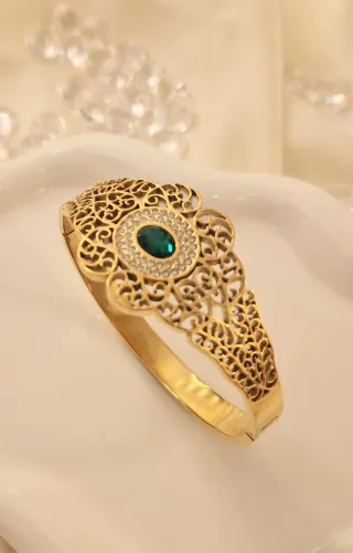 Brazalete Osiris Chapado en oro 18klt esmeralda 