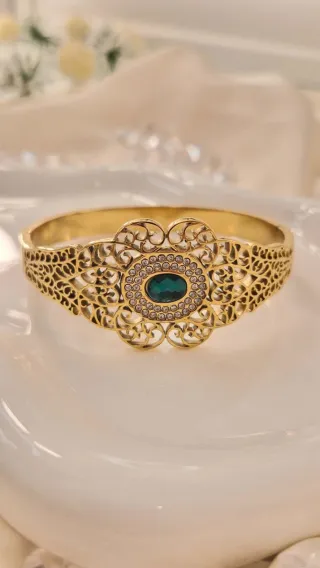 Brazalete Osiris Chapado en oro 18klt esmeralda 