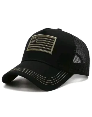 Gorra Negra con Bandera Americana