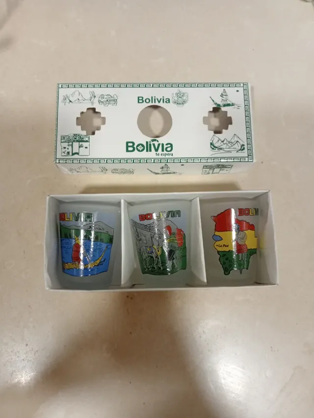 Set 3 Chupitos Bolivia Nuevos Caja