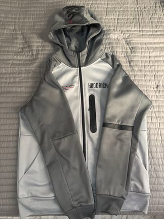 Sudadera Hoodrich gris y blanca con capucha