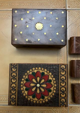 Lote de 5 Cajas de Madera Decoradas artesanas