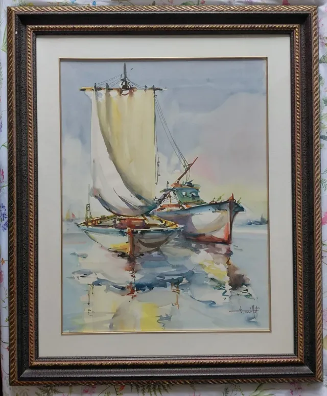 Cuadro al óleo de gyllot barco