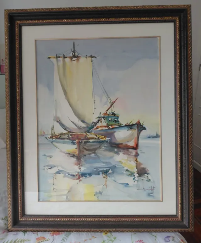 Cuadro al óleo de gyllot barco