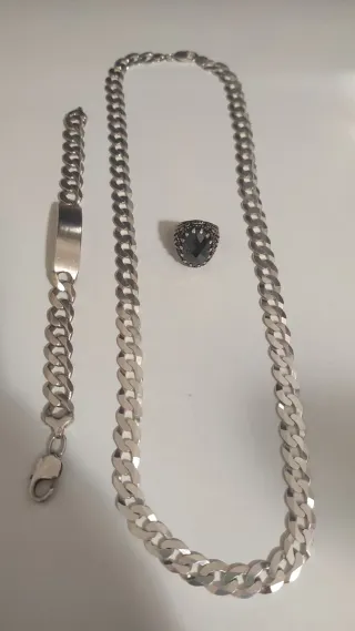 Conjunto Plata 925: Collar, Pulsera y Anillo