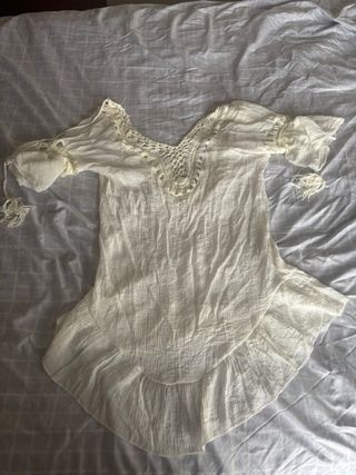 Vestido playero blanco con pompones talla unicaúni