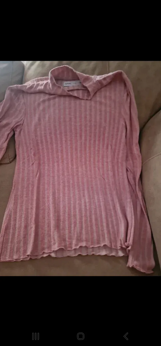 Jersey canalé rosa palo