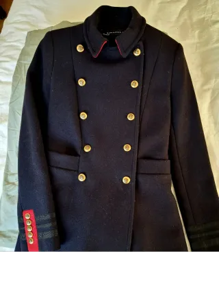 Abrigo paño lana Zara azul