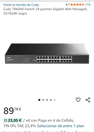 Switch Cudy 24 Puertos Gigabit Web Managed *NUEVO*