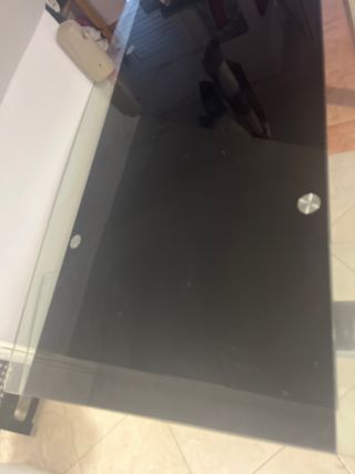 Mesa de comedor de cristal negra