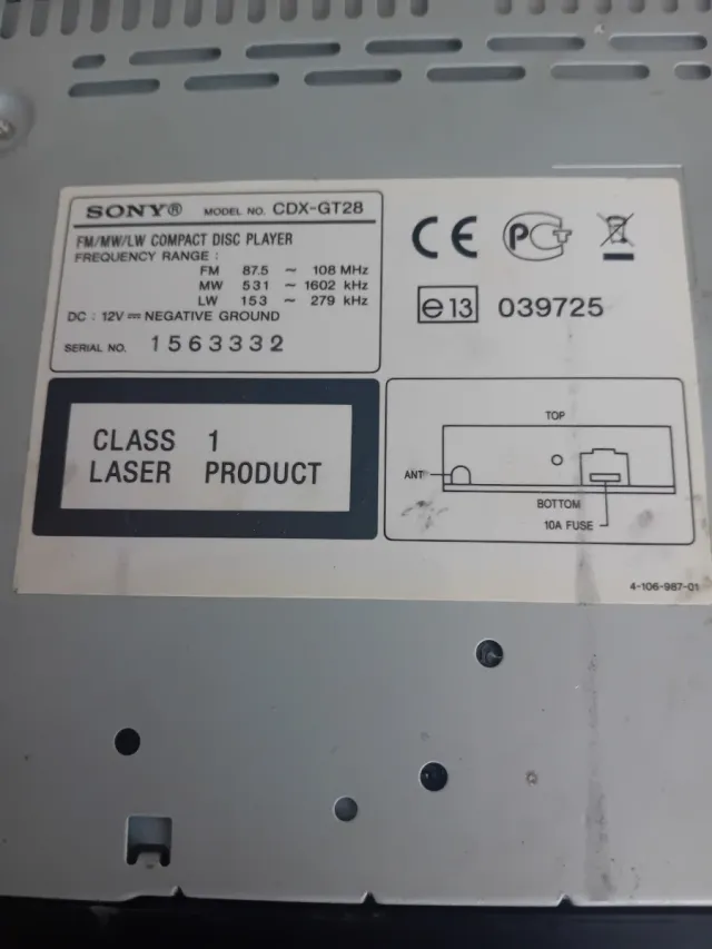 Radio Coche Sony CDX-GT28 MP3 WMA