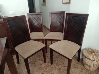 Juego 4 Sillas Comedor Madera Tapizadas