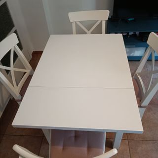 Conjunto comedor blanco 4 sillas
