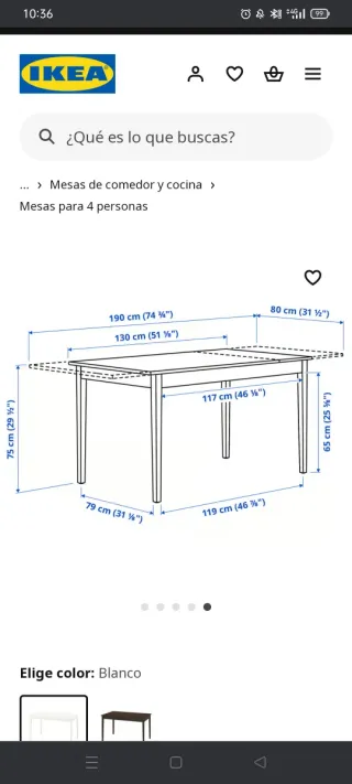 Mesa comedor extensible blanca Ikea 