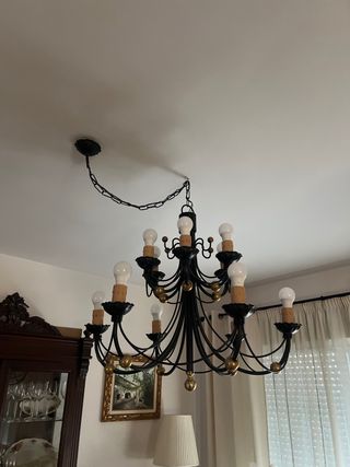 Lámpara forja artesanal 12 luces