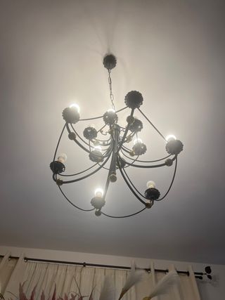 Lámpara forja artesanal 12 luces