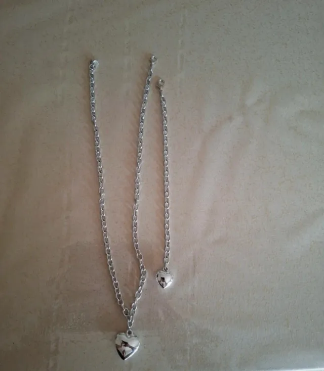 Set collana e bracciale cuore artigianale