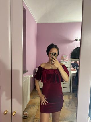Vestito rosso velluto taglia S