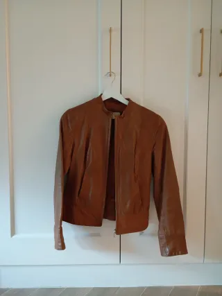  Vintage ZARA Cazadora cuero marrón