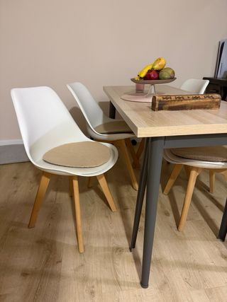 Mesa comedor Ikea 4 sillas nórdico cojines