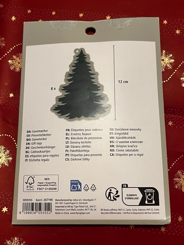 Etichette regalo natalizie abete 8 pz
