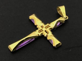 colgante oro 18k con circonita,amatista