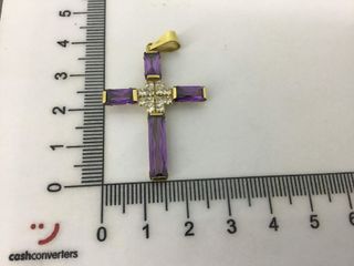 colgante oro 18k con circonita,amatista