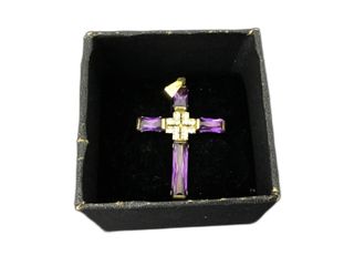 colgante oro 18k con circonita,amatista