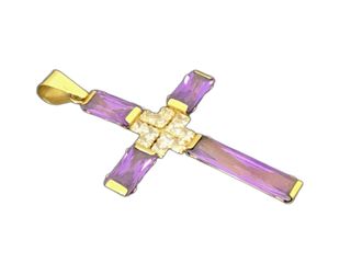 colgante oro 18k con circonita,amatista