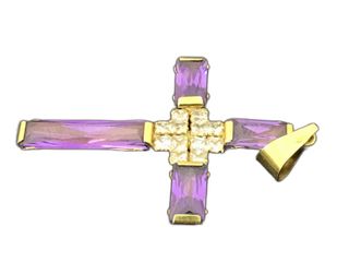 colgante oro 18k con circonita,amatista