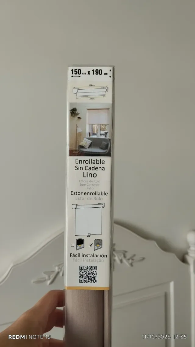 Estore de lino color topo