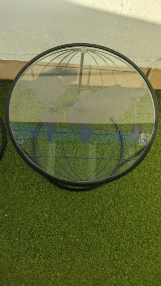 2 Mesas auxiliares mapa mundo cristal