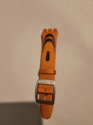 Correa Swatch Diaphane 19mm Naranja y negro.