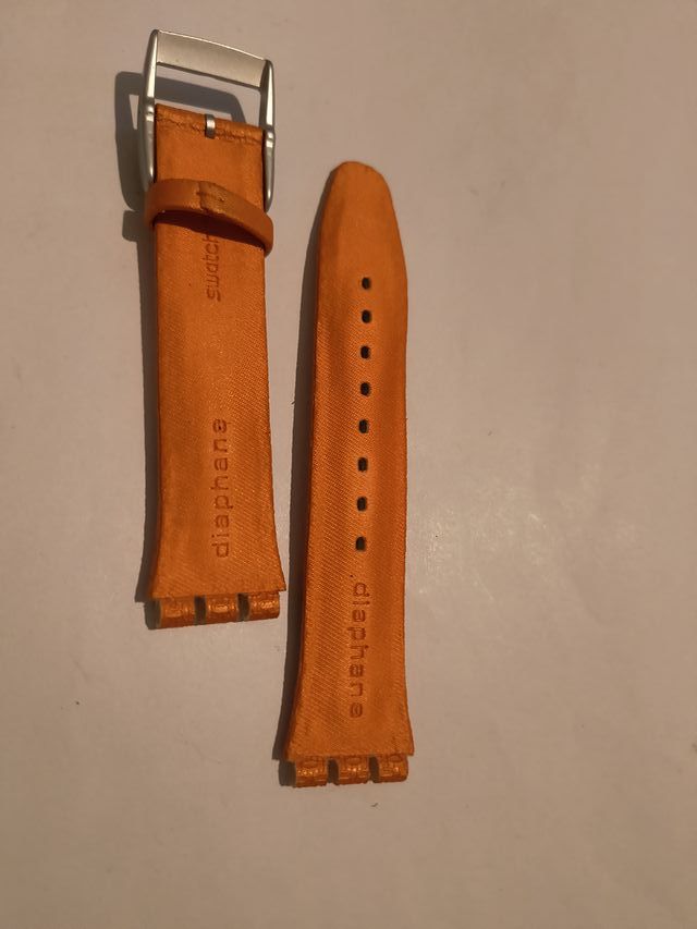 Correa Swatch Diaphane 19mm Naranja y negro.