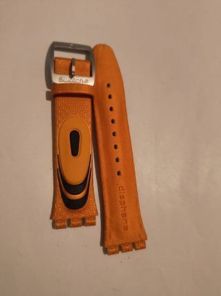 Correa Swatch Diaphane 19mm Naranja y negro.