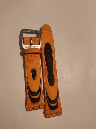 Correa Swatch Diaphane 19mm Naranja y negro.