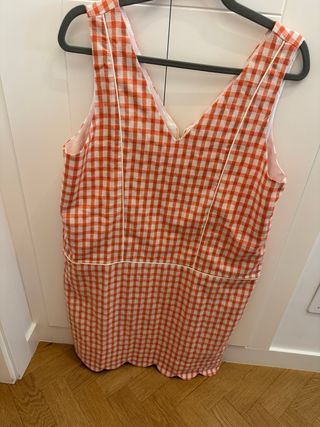Vestido Rita cuadros naranja y blanco
